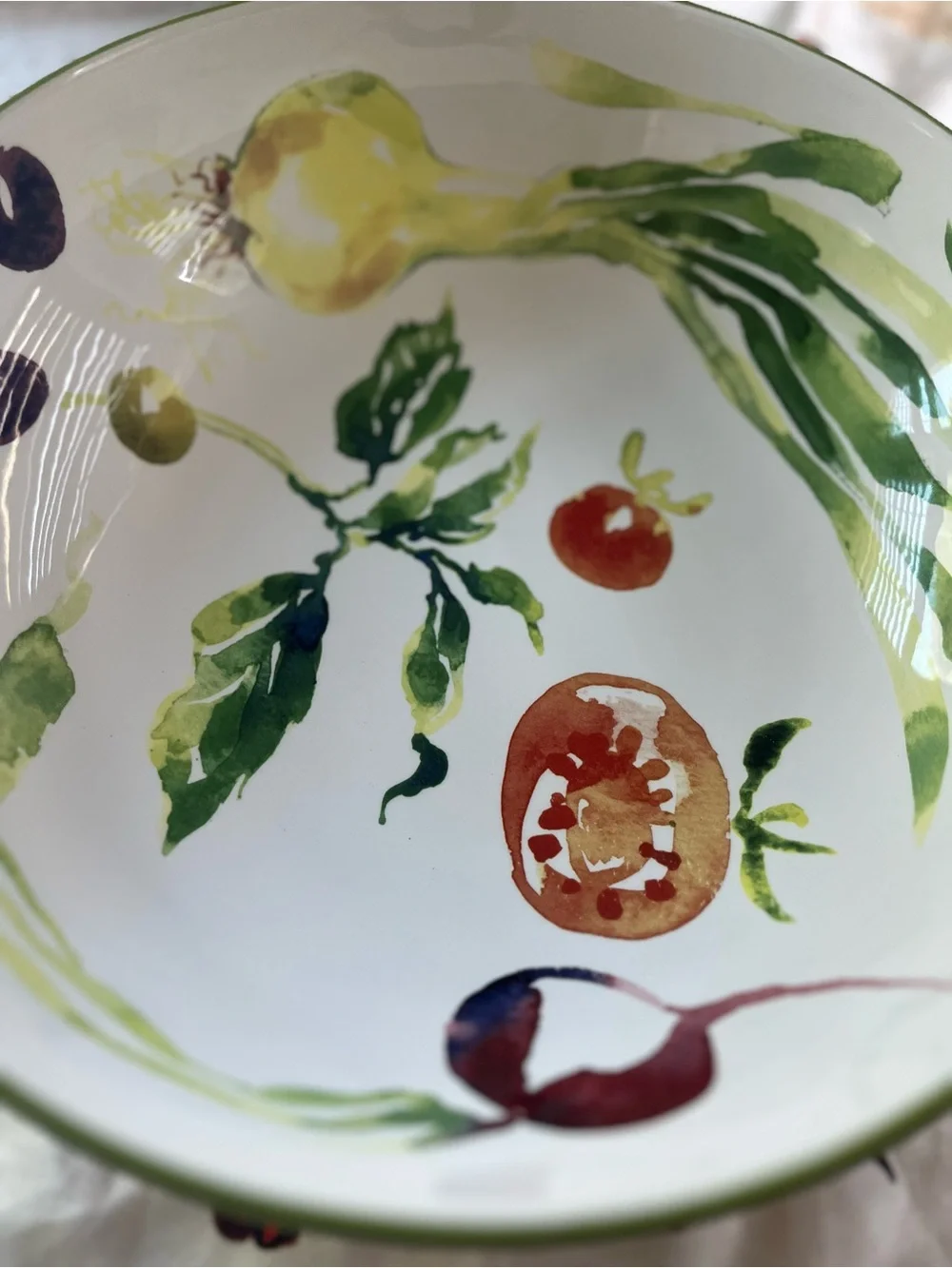 Various Vegetables by Crate & Barrel LARGE PASTA / SALAD BOWL 11 3/4